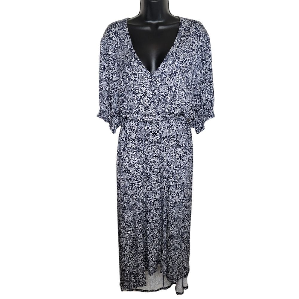 Studio B By Bobeau Navy Blue Knit Floral Dress Size 3x